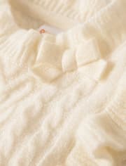 Girls Cable Knit Flutter Sweater - Royal Christmas