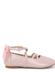 Girls Shimmer Bow Ballet Flats - On Pointe