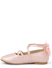 Girls Shimmer Bow Ballet Flats - On Pointe