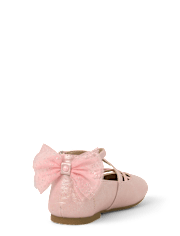 Girls Shimmer Bow Ballet Flats - On Pointe