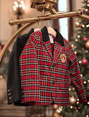 Boys Plaid Blazer - Royal Christmas