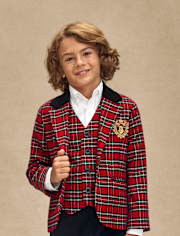 Boys Plaid Vest - Royal Christmas