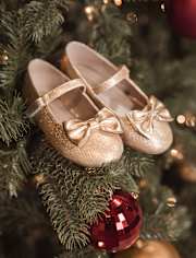 Girls Sequin Bow Ballet Flats - Royal Christmas