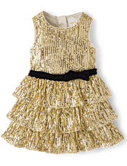 Girls Sequin Bow Tiered Dress - Royal Christmas