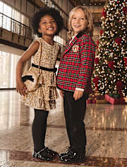 Girls Sequin Bow Tiered Dress - Royal Christmas