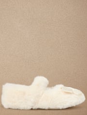 Girls Faux Fur Ballet Flat Slippers - Gymmies