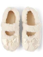 Girls Faux Fur Ballet Flat Slippers - Gymmies