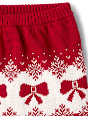 Girls Bow Fairisle Sweater Skirt - Royal Christmas
