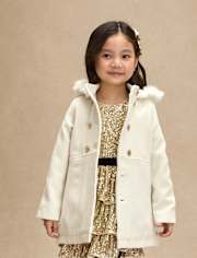 Girls Hooded Coat - Royal Christmas