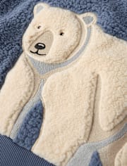 Boys Embroidered Polar Bear Sherpa Hoodie - First Frost