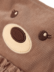 Girls Applique Bear Corduroy Jumper - First Frost