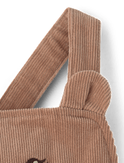 Girls Applique Bear Corduroy Jumper - First Frost