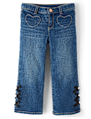Girls Bow Wide Leg Jeans - Petit Paris