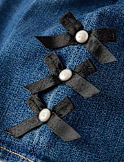Girls Bow Wide Leg Jeans - Petit Paris
