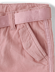 Girls Belted Corduroy Wide Leg Cargo Pants - On Pointe