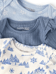 Baby Girls Snowflake Flutter Bodysuit 3-Pack - Homegrown by Gymboree