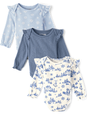 Baby Girls Snowflake Flutter Bodysuit 3-Pack - Homegrown by Gymboree