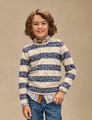 Kids Heathered Striped Sweater - First Frost