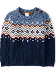 Boys Fairisle Cable Knit Sweater - First Frost
