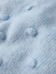 Girls Pointelle Bauble Sweater - First Frost