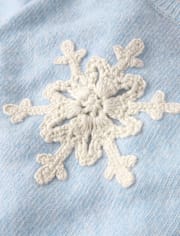 Girls Crochet Snowflake Scalloped Sweater - First Frost