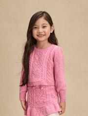 Pull en maille torsadée à cœur pour fille - Mon Cheri