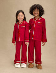 Kids Contrast Flannel Button Front Pajamas - Gymmies