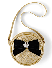 Girls Glitter Bow Round Bag - Royal Christmas