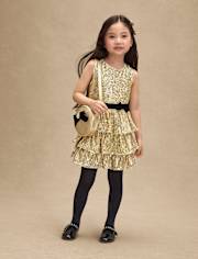 Girls Glitter Bow Round Bag - Royal Christmas