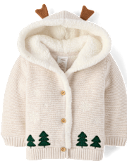 Baby Crochet Snowflake Sherpa Lined Cardigan - Homegrown by Gymboree
