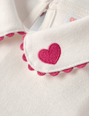 Girls Embroidered Heart Peter Pan Top - Mon Cheri