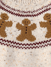 Girls Intarsia Gingerbread Ruffle Sweater Dress - Royal Christmas