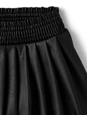 Girls Pleated Faux Leather Skort - Petit Paris