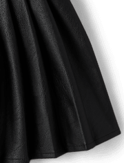 Girls Pleated Faux Leather Skort - Petit Paris