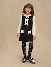 Girls Bow Ponte Shift Dress - Petit Paris
