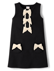 Girls Bow Ponte Shift Dress - Petit Paris