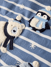 Boys Striped Embroidered Polar Animals Top - First Frost