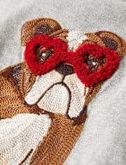 Boys Embroidered Bulldog Layered Top - Mon Cheri