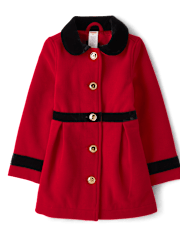 Girls Velvet Trim Coat - Royal Christmas