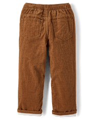 Boys Microfleece Lined Corduroy Pull On Pants - Little Essentials