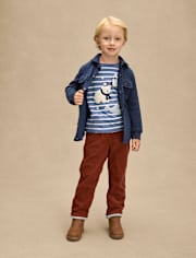 Boys Microfleece Lined Corduroy Pull On Pants - Little Essentials