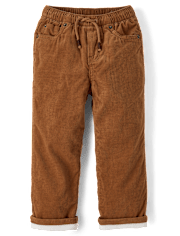 Boys Microfleece Lined Corduroy Pull On Pants - Little Essentials