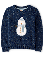 Boys Crochet Snowman Sweater - Royal Christmas