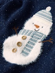 Boys Crochet Snowman Sweater - Royal Christmas