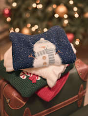 Boys Crochet Snowman Sweater - Royal Christmas