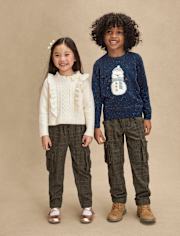 Boys Crochet Snowman Sweater - Royal Christmas