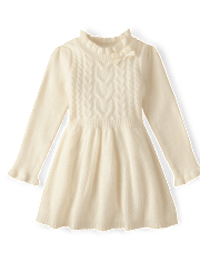 Girls Cable Knit Mock Neck Sweater Dress - Royal Christmas