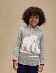Boys Intarsia Polar Bear Sweater - First Frost