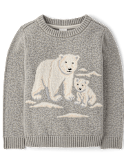 Boys Intarsia Polar Bear Sweater - First Frost