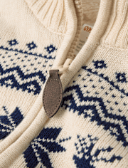 Boys Reindeer Fairisle Zip Up Sweater - First Frost